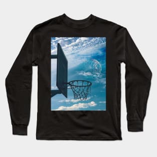 Blue Cloud Basketball Long Sleeve T-Shirt